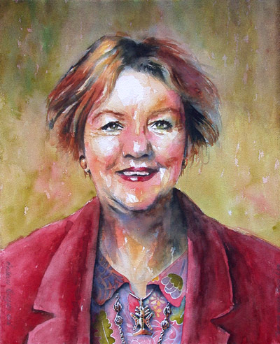 portret in aquarel van den boom